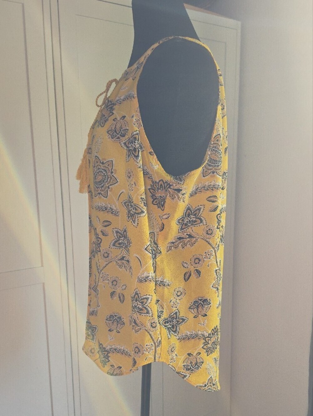 Rose & Olive Yellow Paisley Print Halter Top - Picture 3 of 7